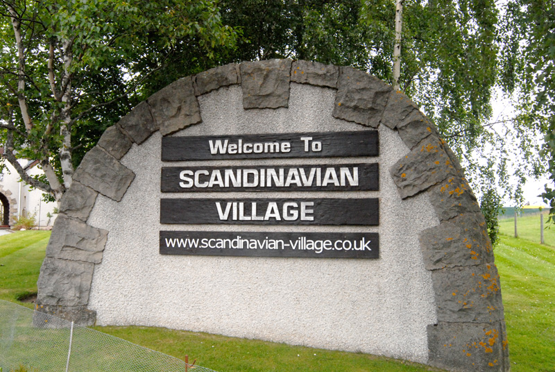 View across Scandinavian Village with surrounding hills